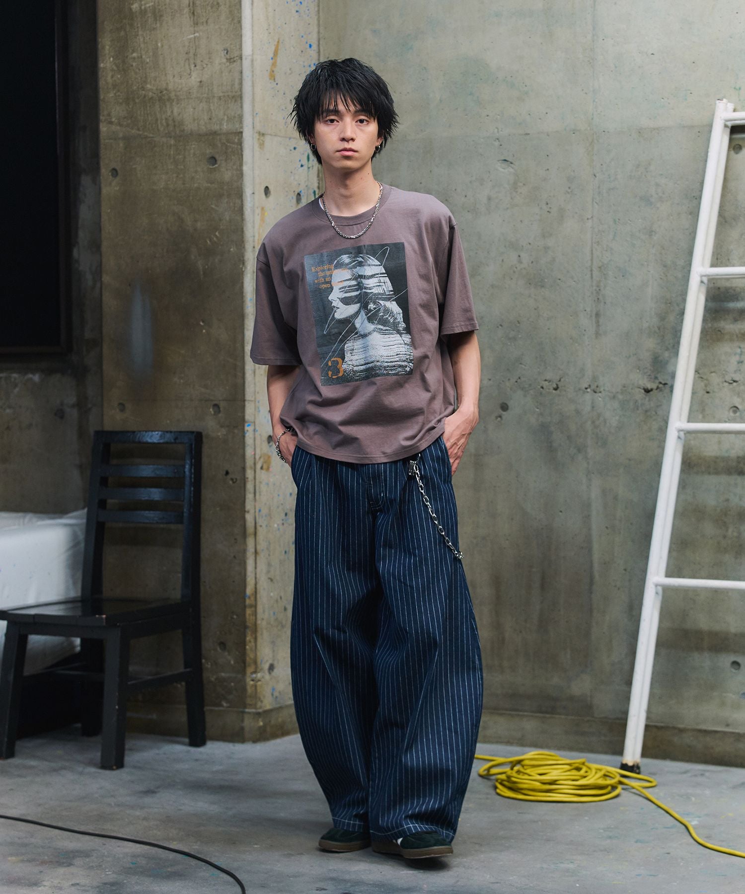 ILL'S(イルズ)2-TUCK BACK EMBROIDERED STRIPE PANTS / ツータック