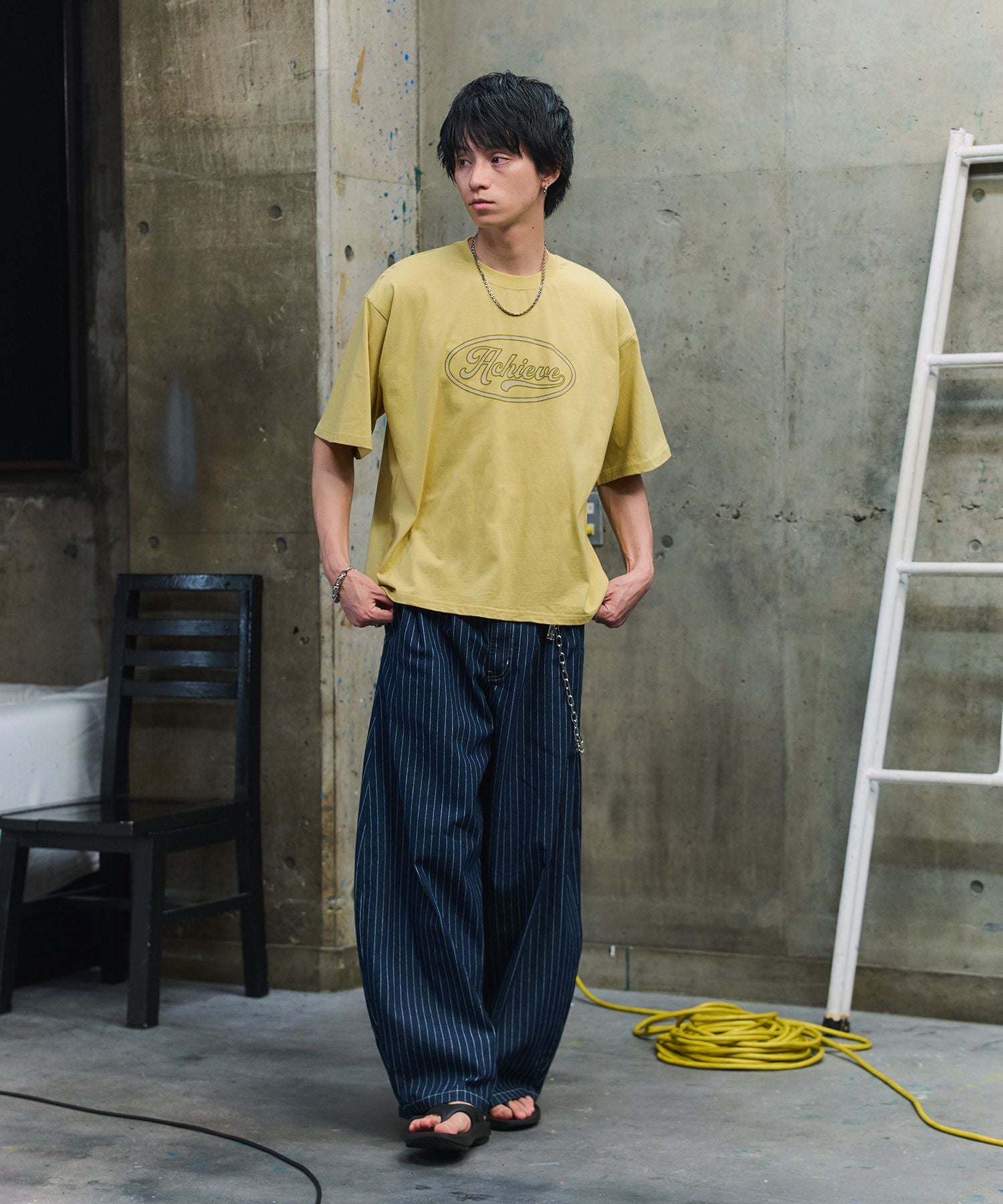 ILL'S(イルズ)2-TUCK BACK EMBROIDERED STRIPE PANTS / ツータック