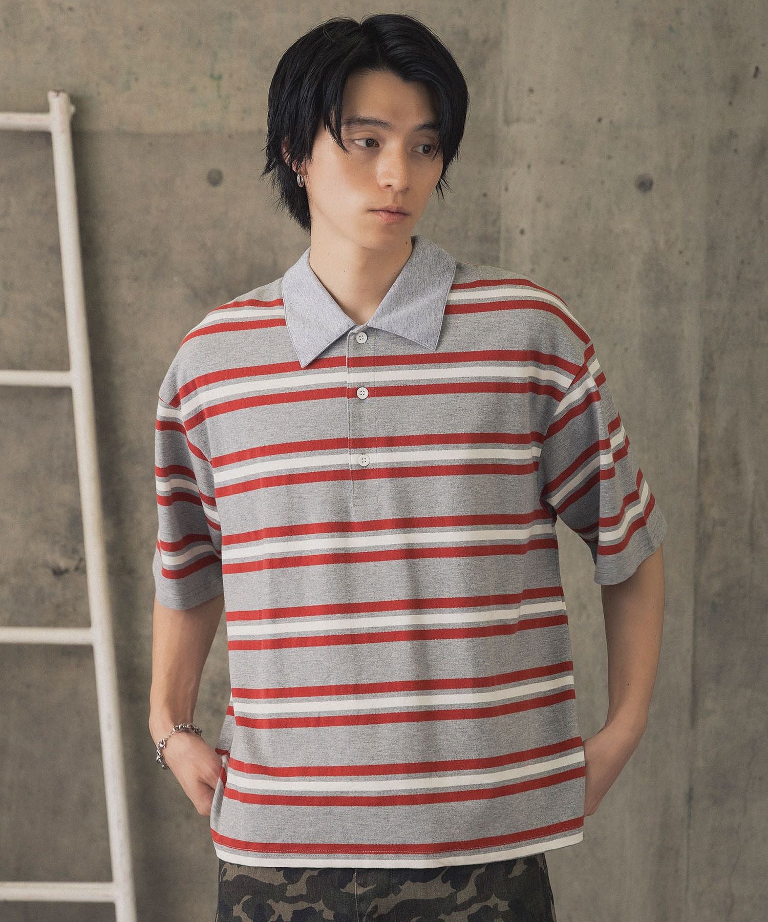 ILL'S(イルズ)TURNED POCKET BORDER POLO / 折り返しボーダー