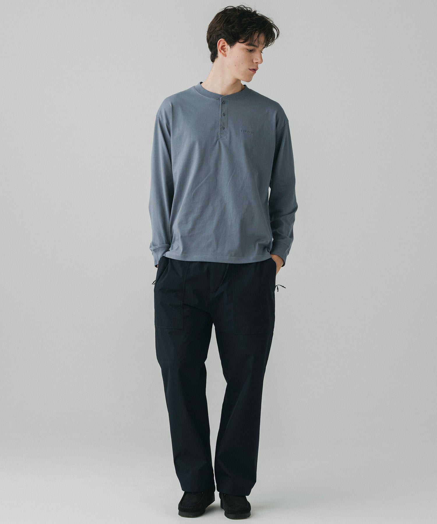 PENN ロングスリーブ Tシャツ ネイビー Sサイズ　ペン phenix(プラスフェニックス)HENLEY NECK SNAP LONG SLEEVE TEE